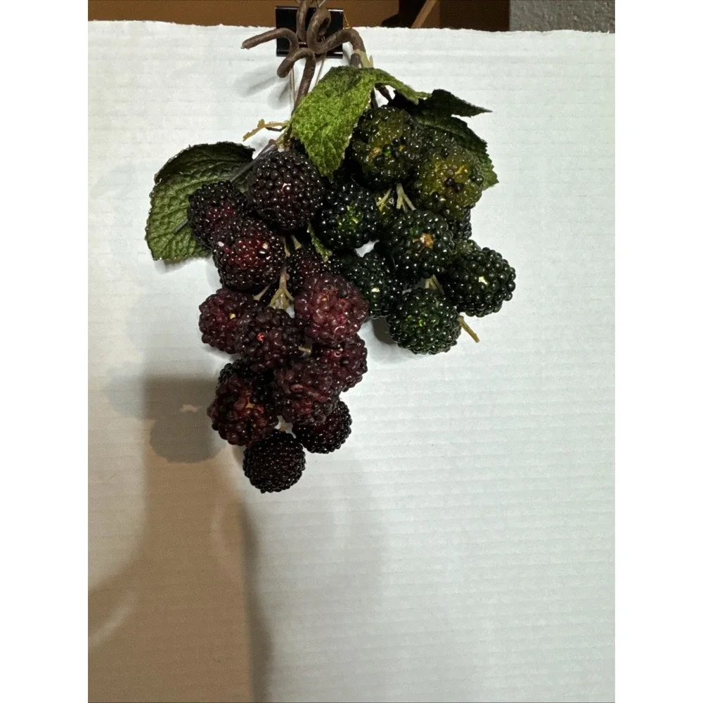Vintage Realistic Blackberries Faux Fruit Bunch Cottage Core Home Decor 6